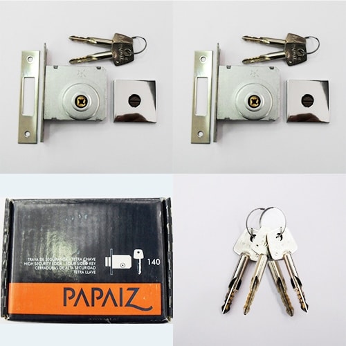 patibulum Ｖ１　4th Batch Fechadura Tetra Papaiz 140 Dupla Cromado Acetinado - Blim Blim