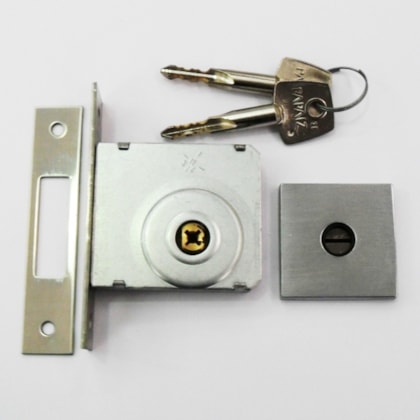 Fechadura Tetra Papaiz 140 Cromado Acetinado Roseta Quadrada