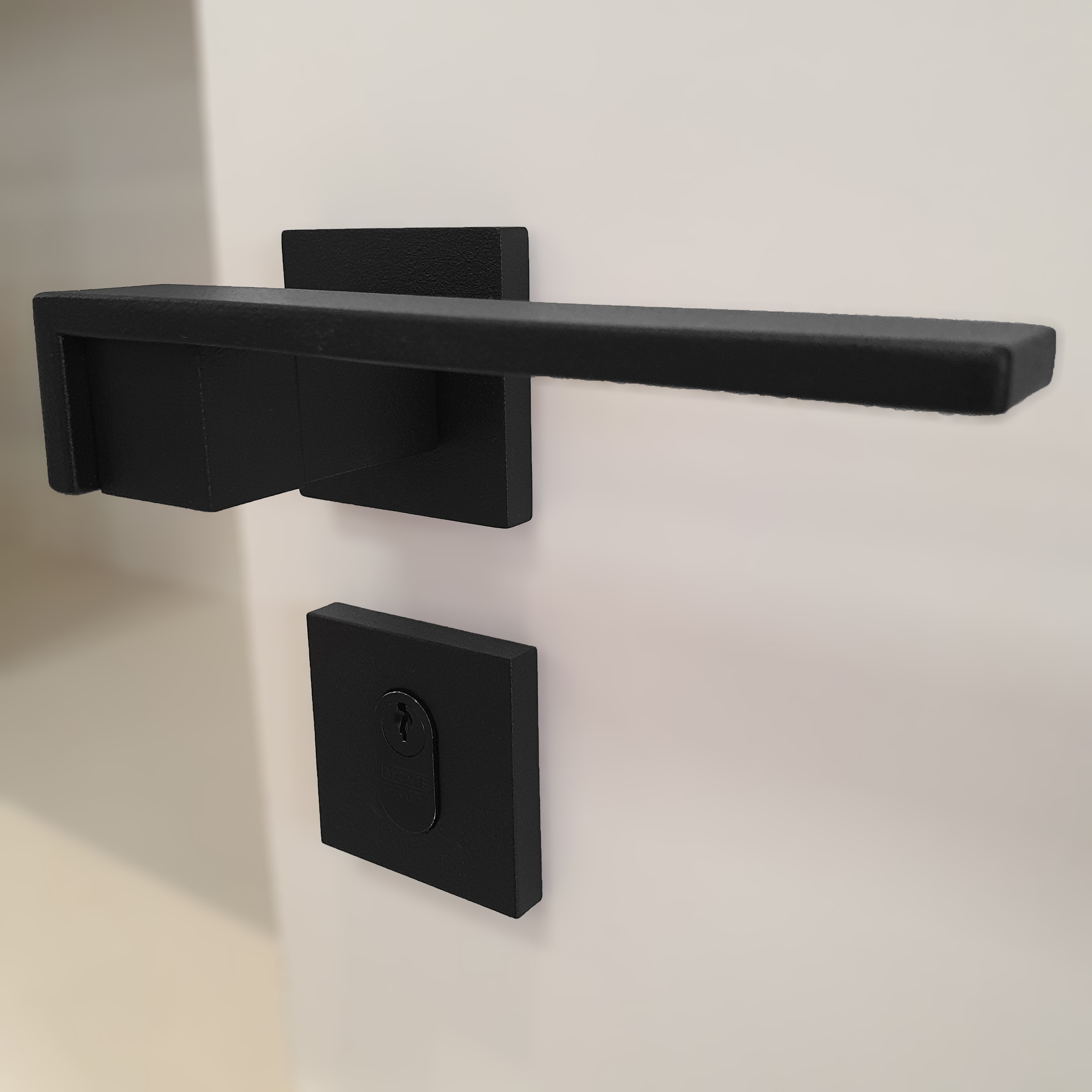 Fechadura Zen Break Preto Roseta Quadrada