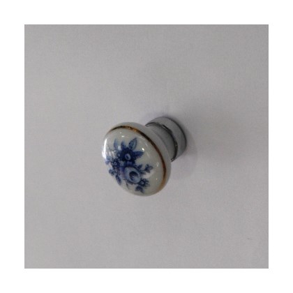 Puxador Cerâmica Porcelana 25 mm Floral Azul