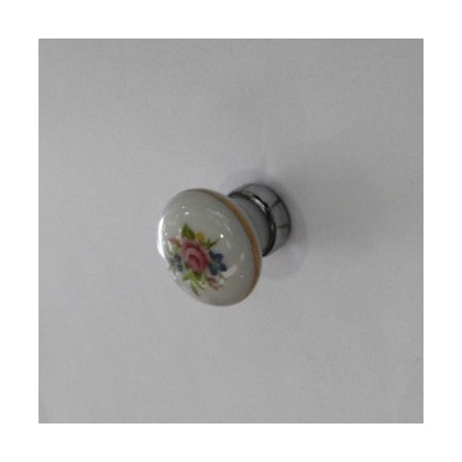 Puxador Cerâmica Porcelana 25 mm Floral Rosas