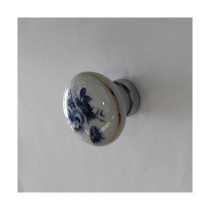 Puxador Cerâmica Porcelana 35 mm Flora Azul