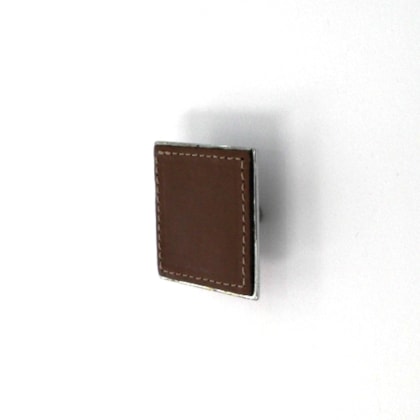 Puxador com Couro Marrom Zen Plana