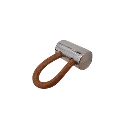Puxador Obispa Zen Couro Natural Cromado