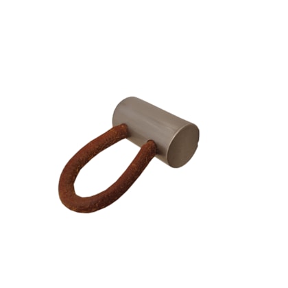 Puxador Obispa Zen Couro Natural Escovado